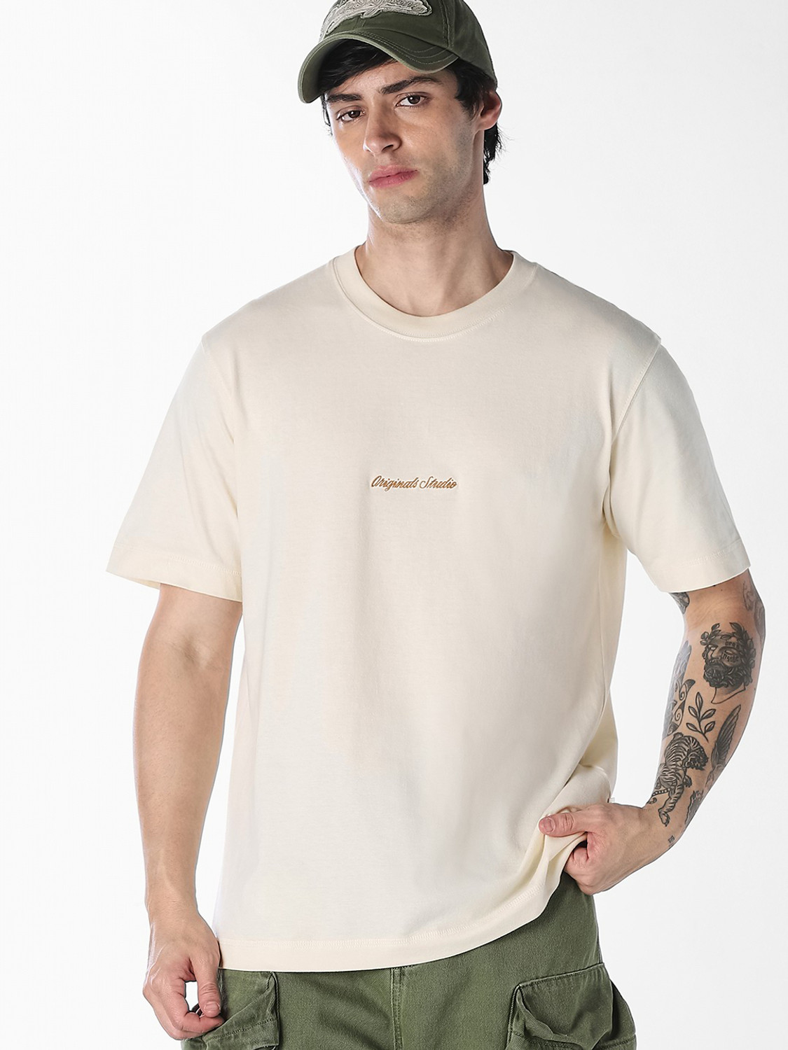 Image of JACK & JONES Printed Men Round Neck White T-Shirt