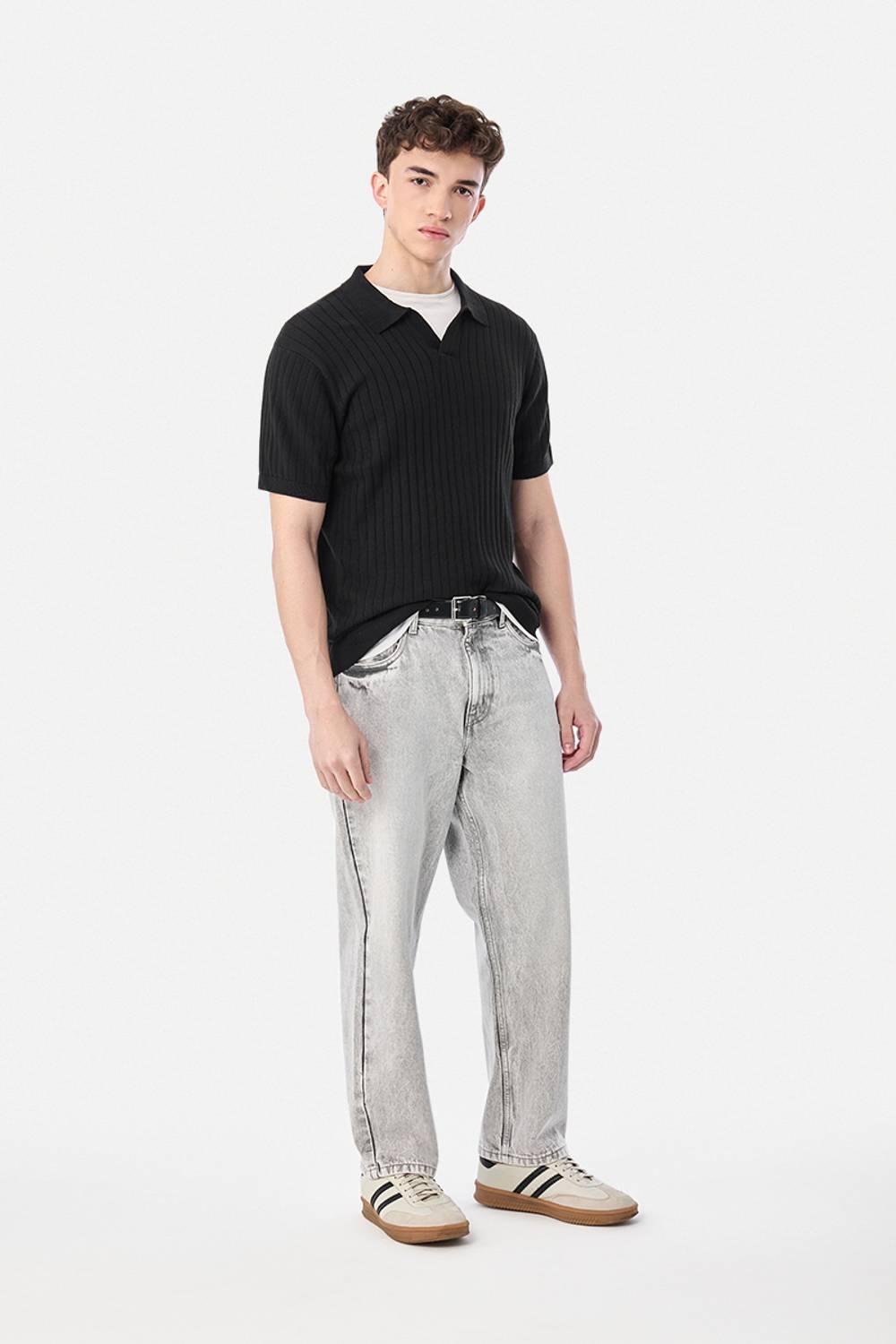 Snitch Men's Solid Polo Neck Pure Cotton Black T-Shirt - Image 2