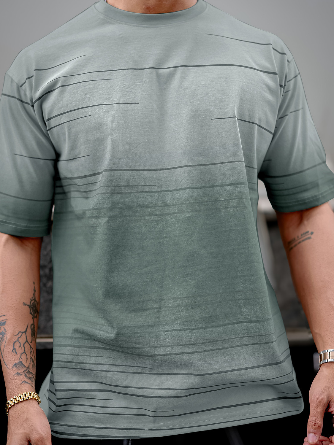 Image of MANIAC Printed Men Round Neck Grey T-Shirt
