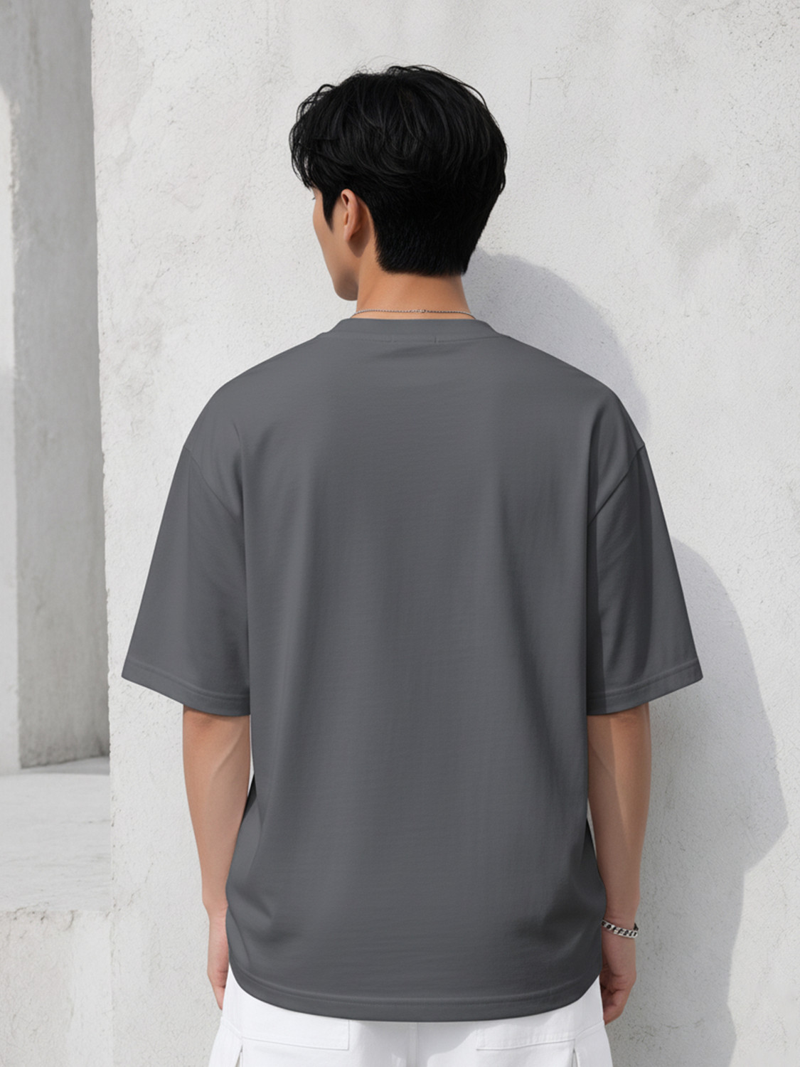 Image of RPIRT Men Printed Round Neck Cotton Blend Grey T-Shirt
