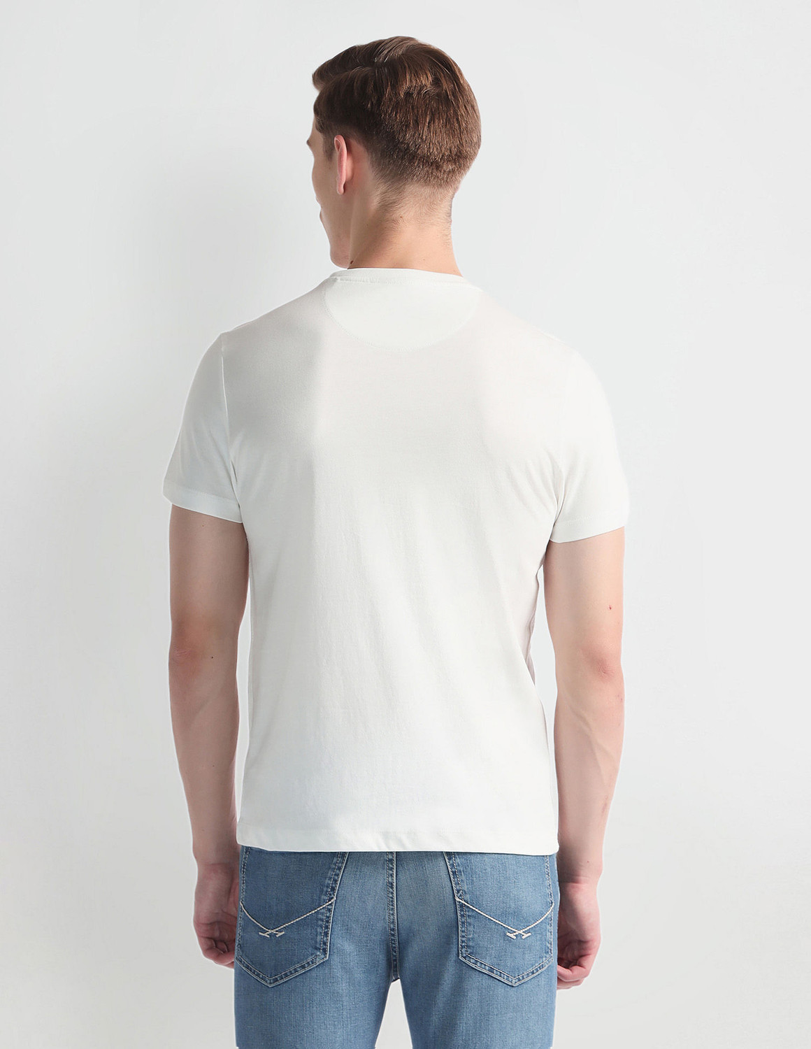 Image of U.S. POLO ASSN. Printed, Typography Men Round Neck White T-Shirt