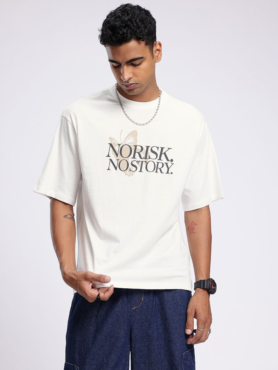 Image of Glitchez Printed Men Round Neck White T-Shirt