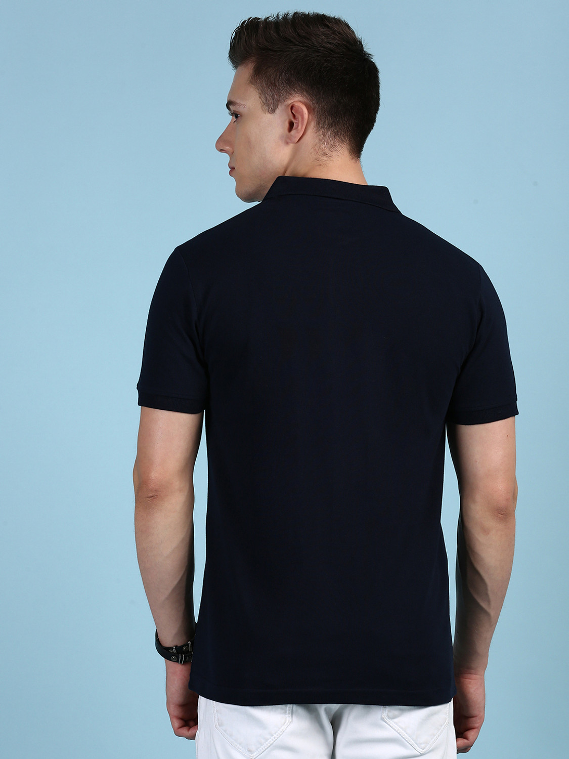 Image of LUX cozi Solid Men Polo Neck Black T-Shirt