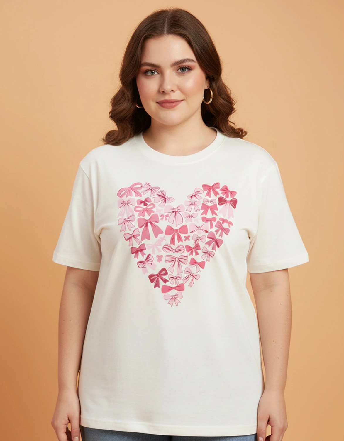 Image of COTNIX Printed Women Round Neck White T-Shirt