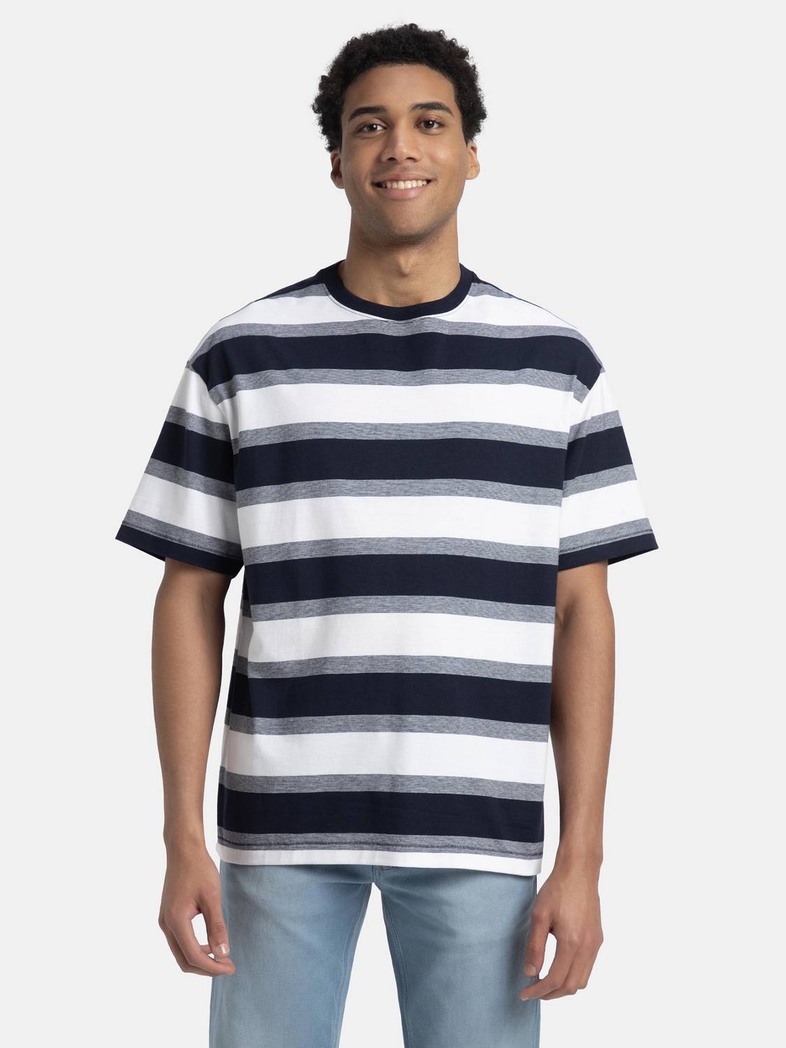 JOCKEY UM24 Oversized Men Striped Round Neck Cotton Blend Multico