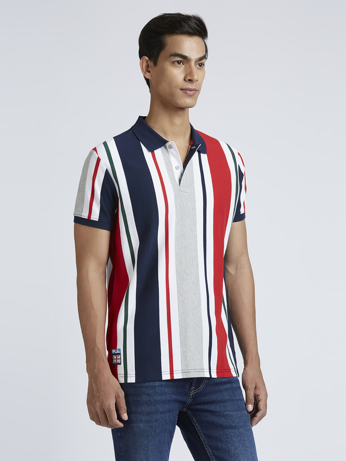 Image of Pepe Jeans Striped Men Polo Neck Red T-Shirt