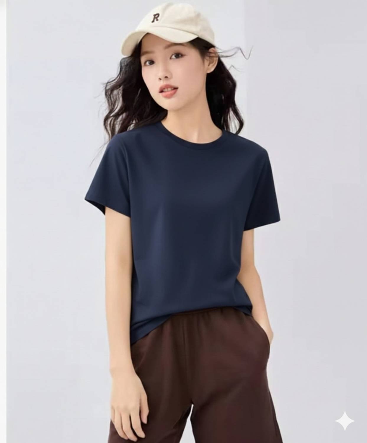 Ashkart Solid Women Round Neck Beige T-Shirt