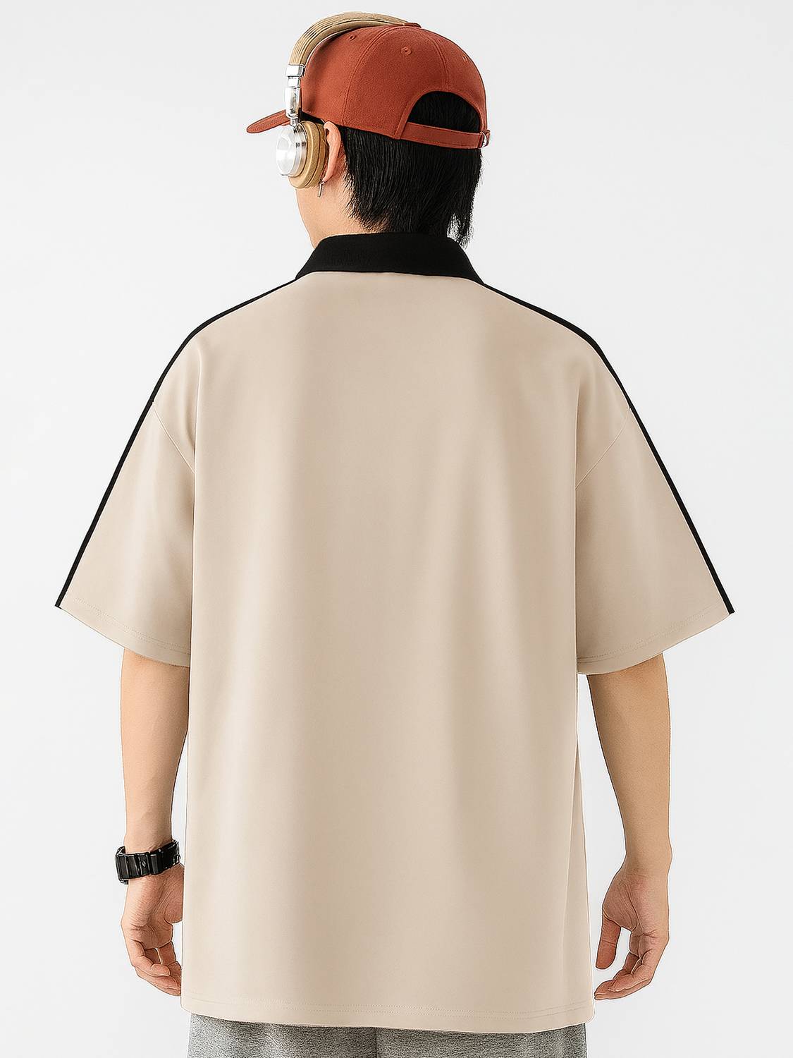 Jump Cuts Beige Polo Neck T-Shirt - Image 4