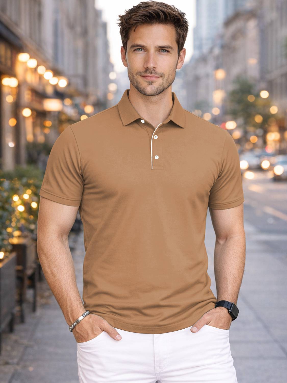 VeBNoR Men Solid Polo Neck Polyester Brown T-Shirt