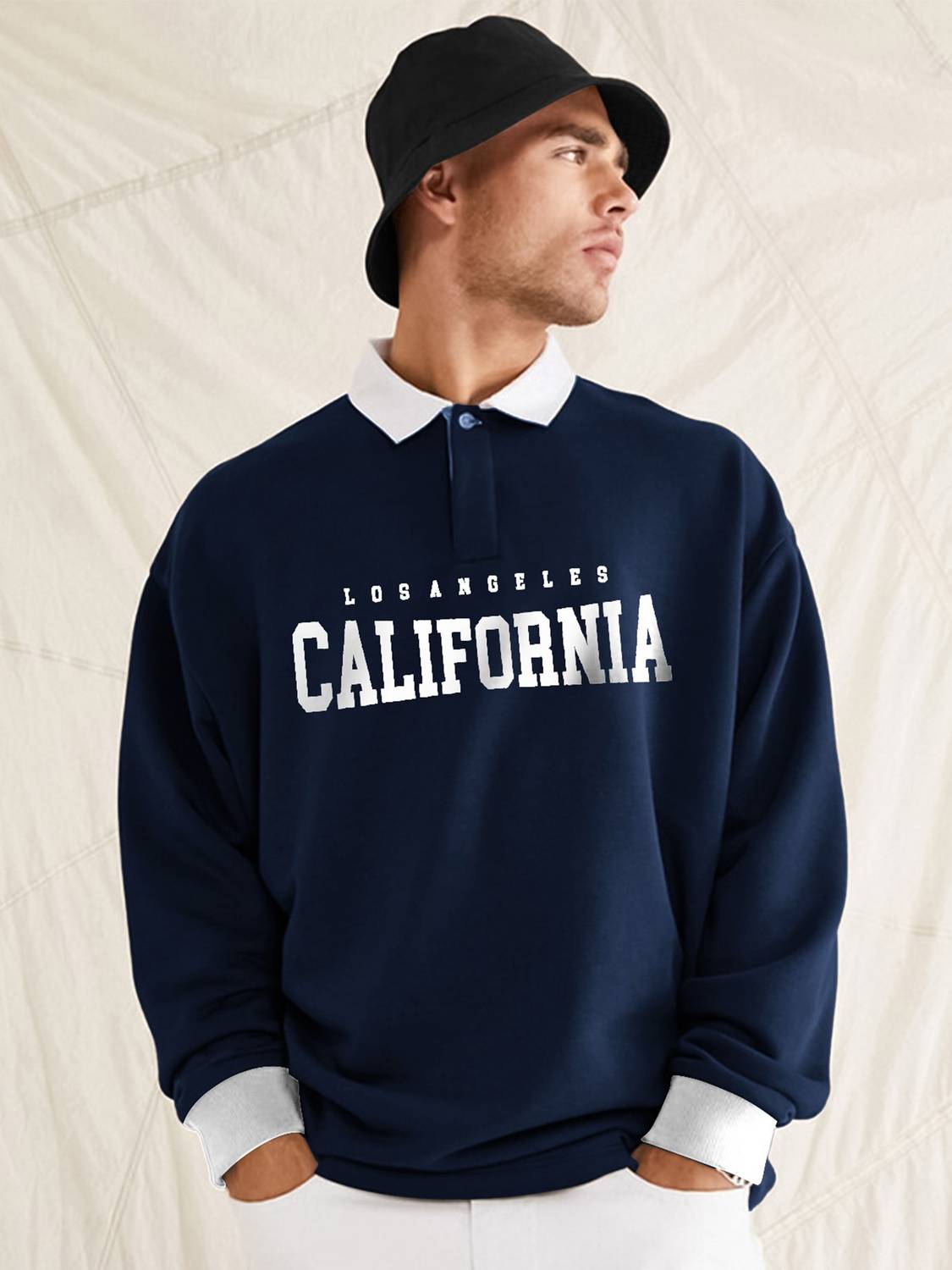 Jump Cuts Dark Blue Polo Neck T-Shirt - Image 2