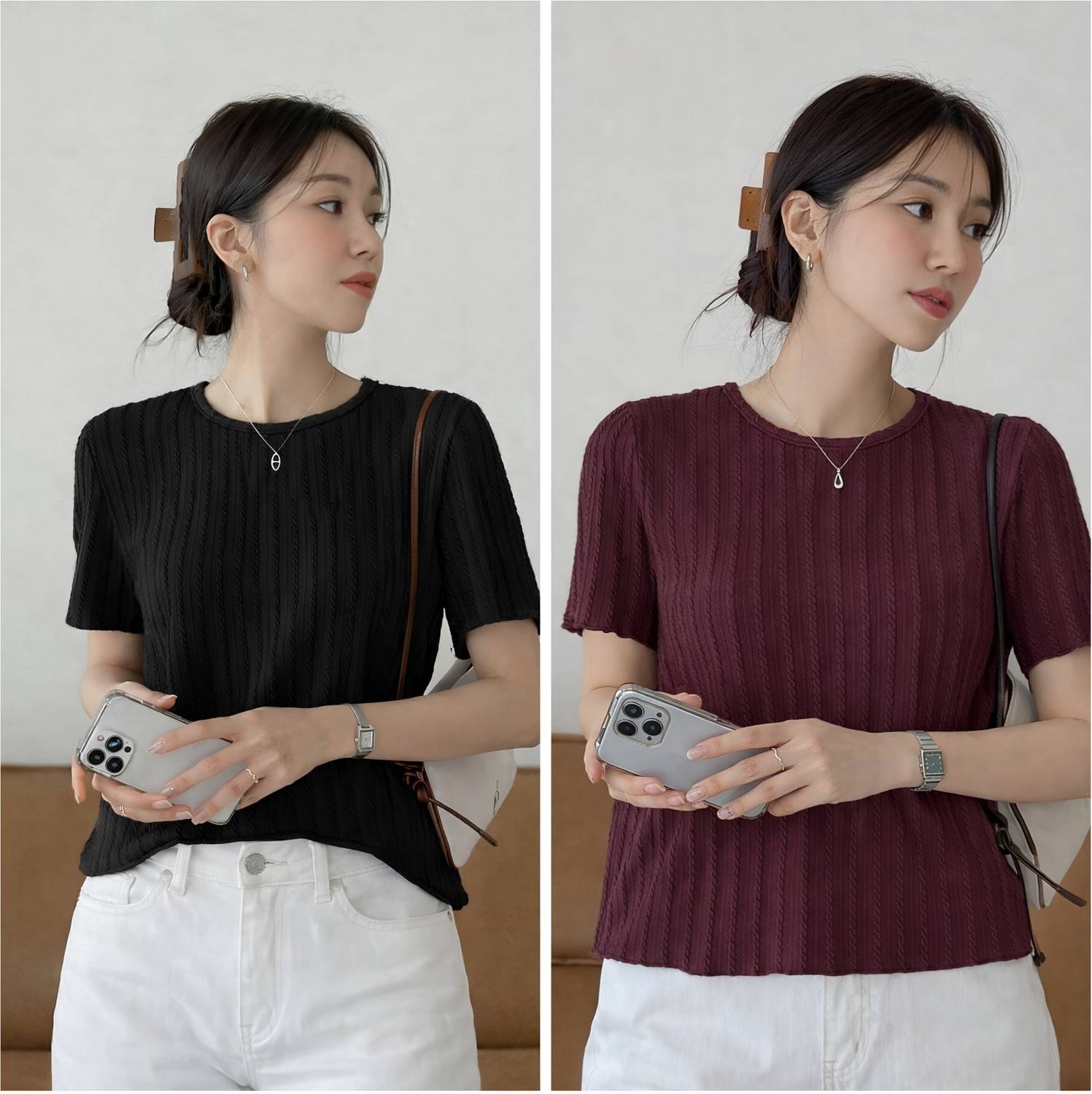 1stLov Self Design Women Round Neck Multicolor T-Shirt
