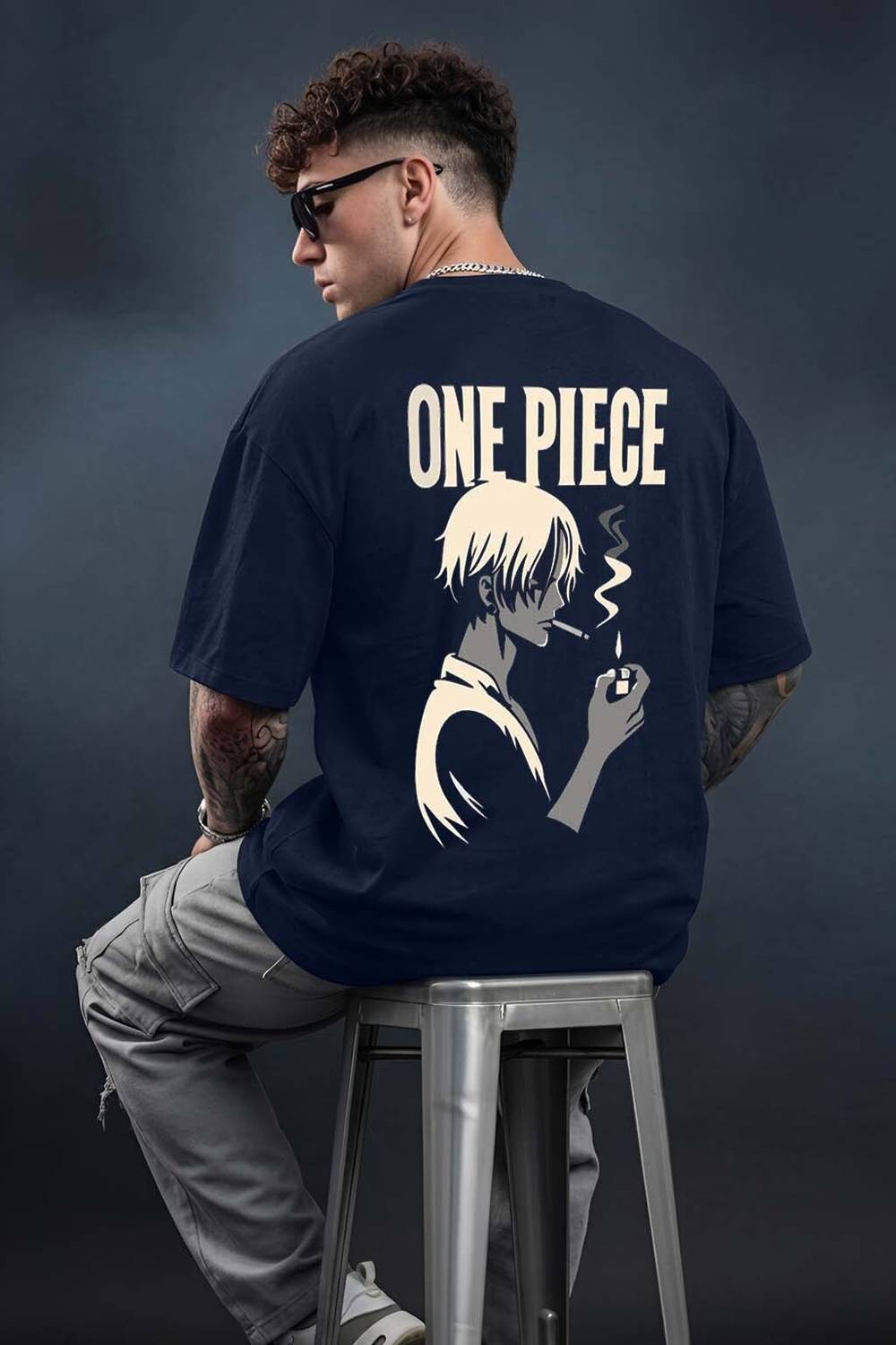 TOJER Navy Blue Men's Round Neck T-Shirt - Image 4