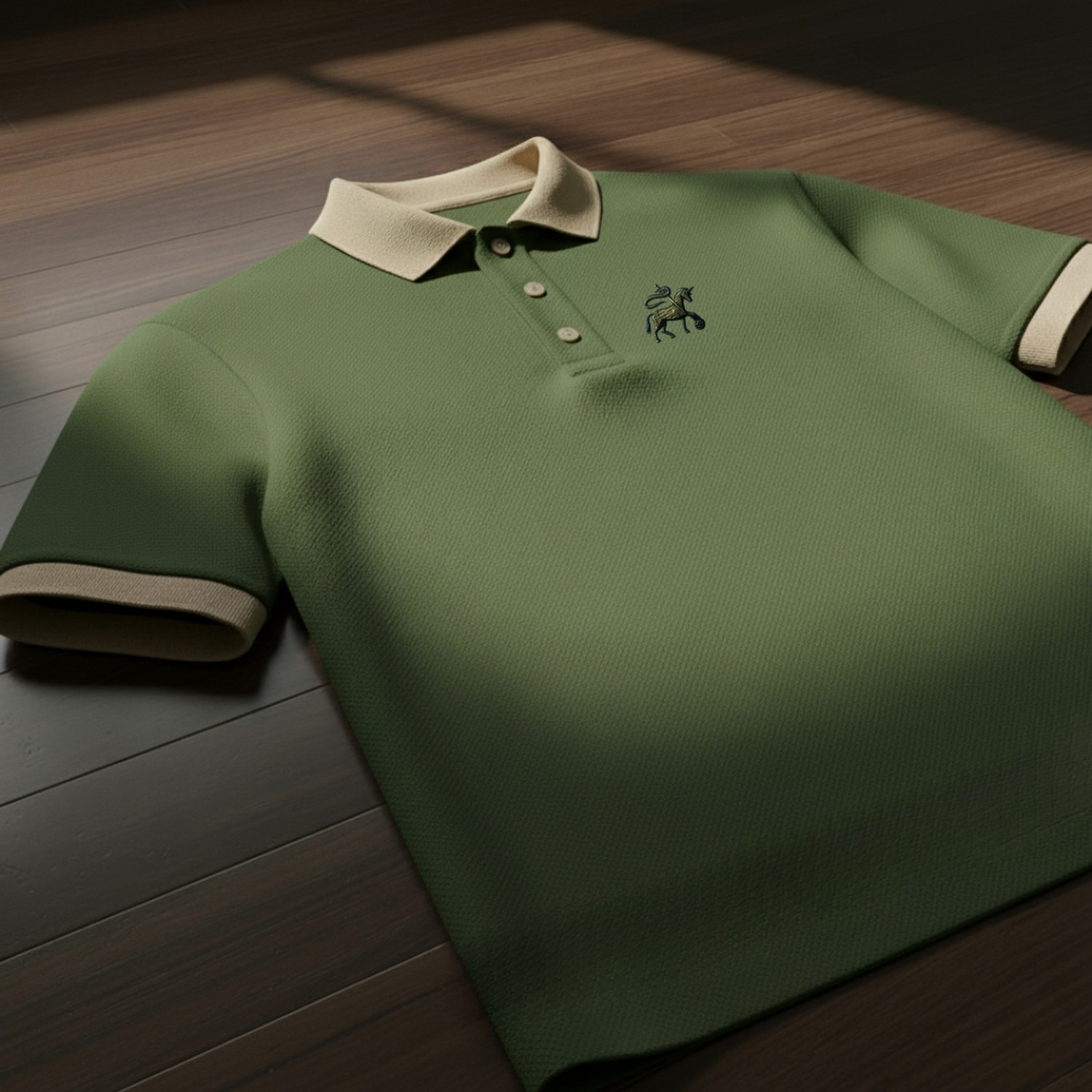 Image of Rikaro Solid Men Polo Neck Green T-Shirt