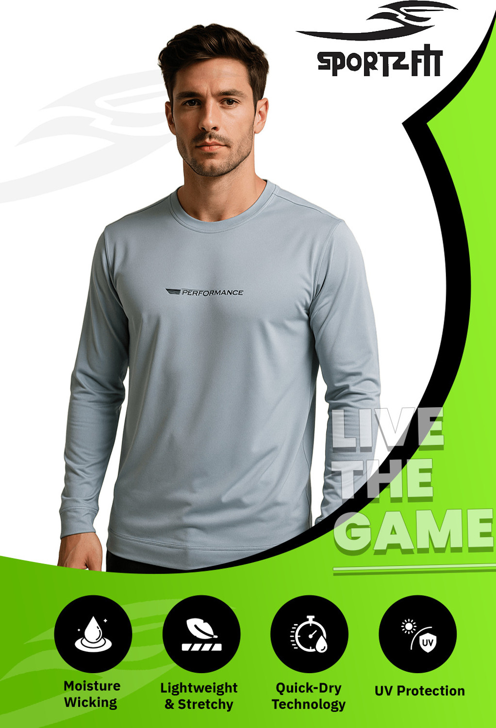 Image of Sportz Fit Solid Men Round Neck Blue T-Shirt
