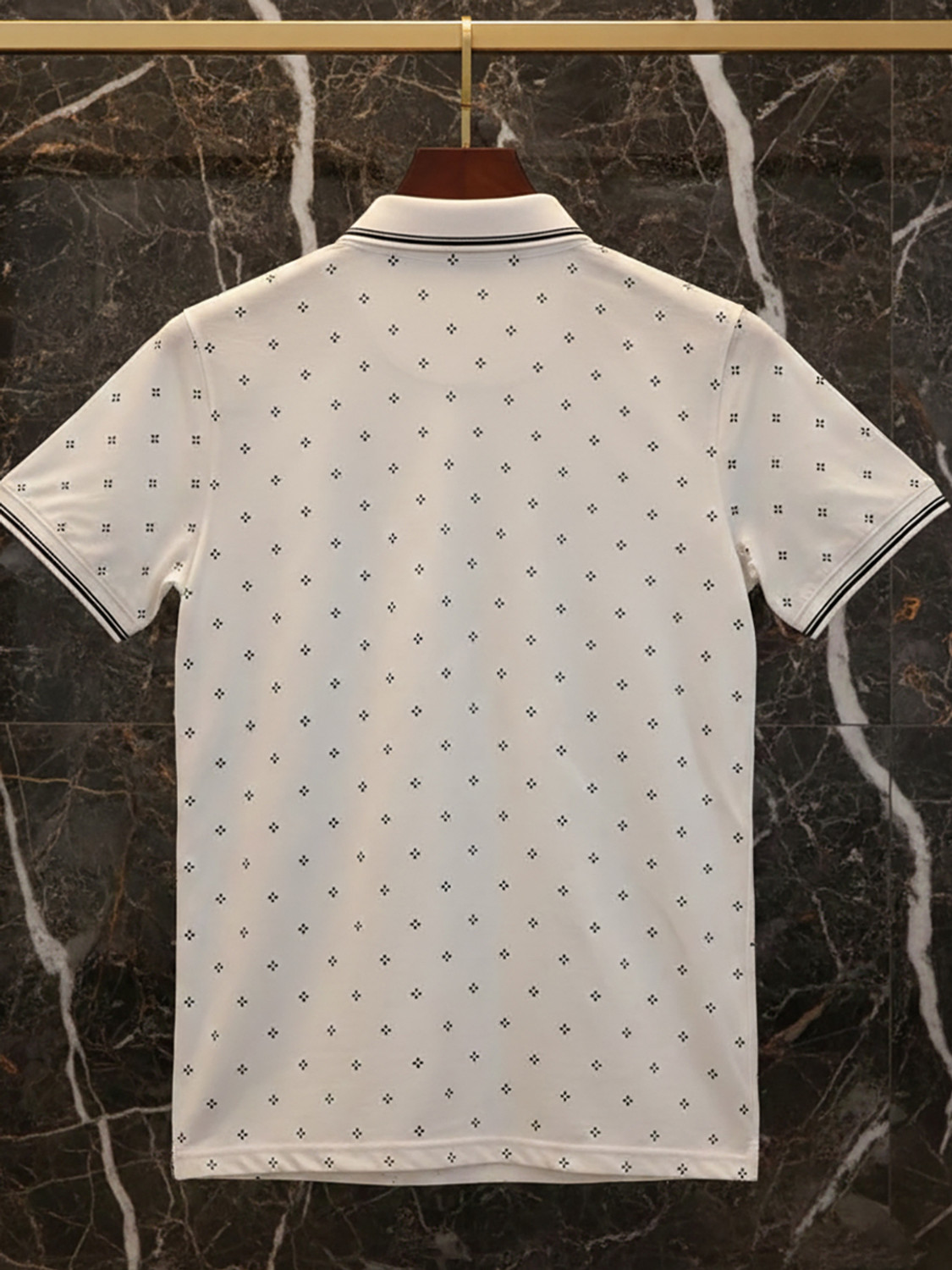 Image of UNIBERRY Printed Men Polo Neck White T-Shirt