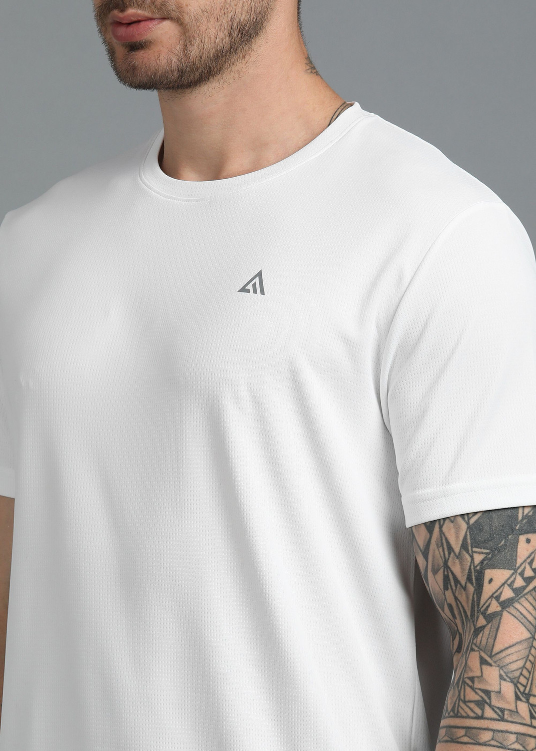 Image of Adrenex Solid Men Round Neck White T-Shirt