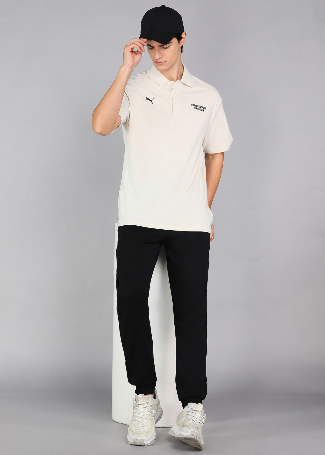 Image of PUMA Solid Men Polo Neck White T-Shirt
