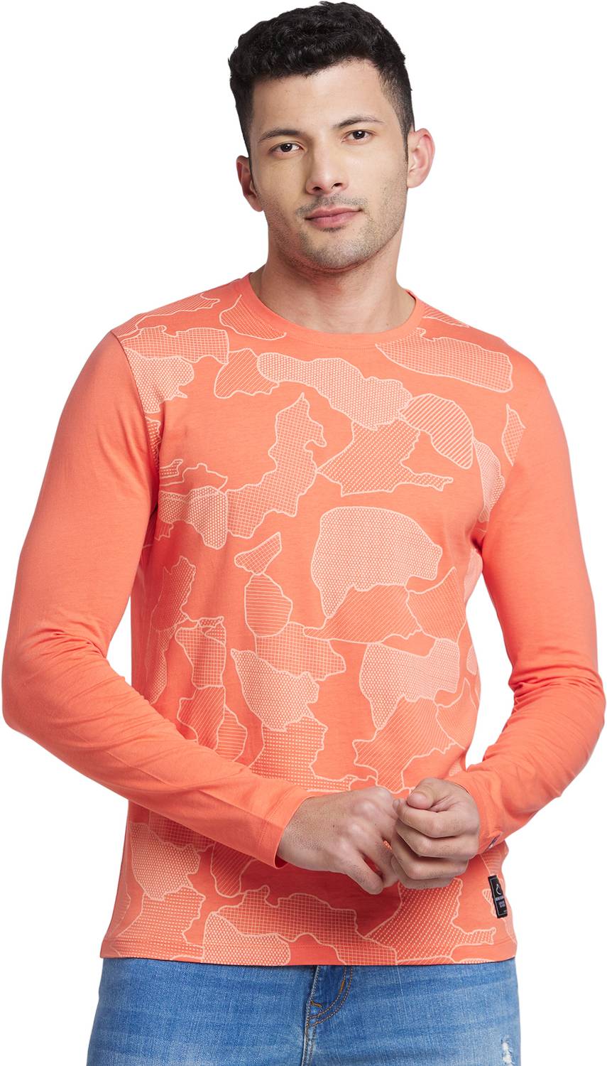 BEING HUMAN Printed Men Round Neck Pink T-Shirt