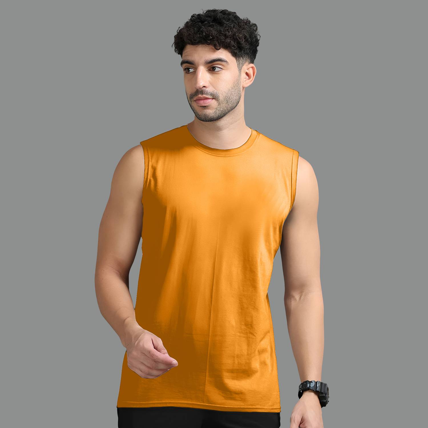 Adorbs Solid Men Round Neck Orange T-Shirt