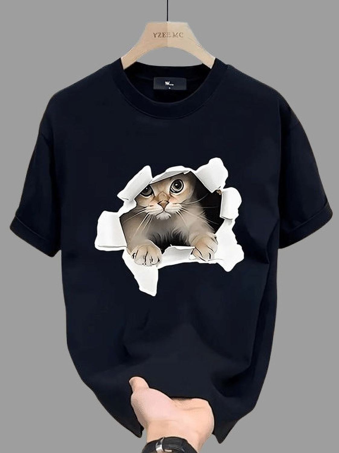 Image of ELBATROSS Graphic Print Men Round Neck Black T-Shirt