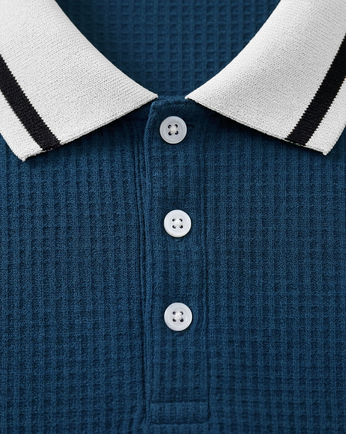 Image of AUSK Colorblock Men Polo Neck Dark Blue, White T-Shirt