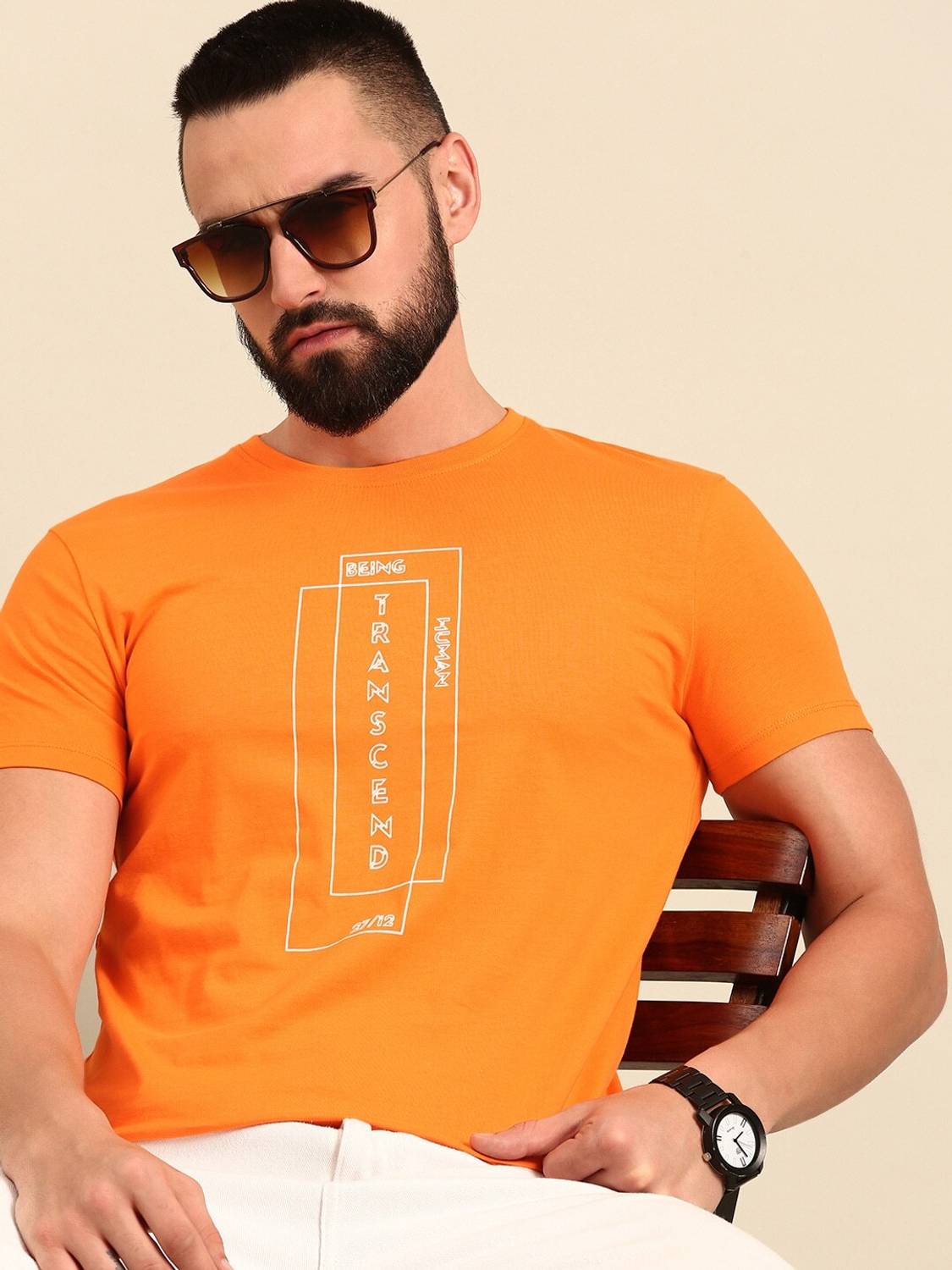 BEING HUMAN Printed Men Crew Neck Green T-Shirt
