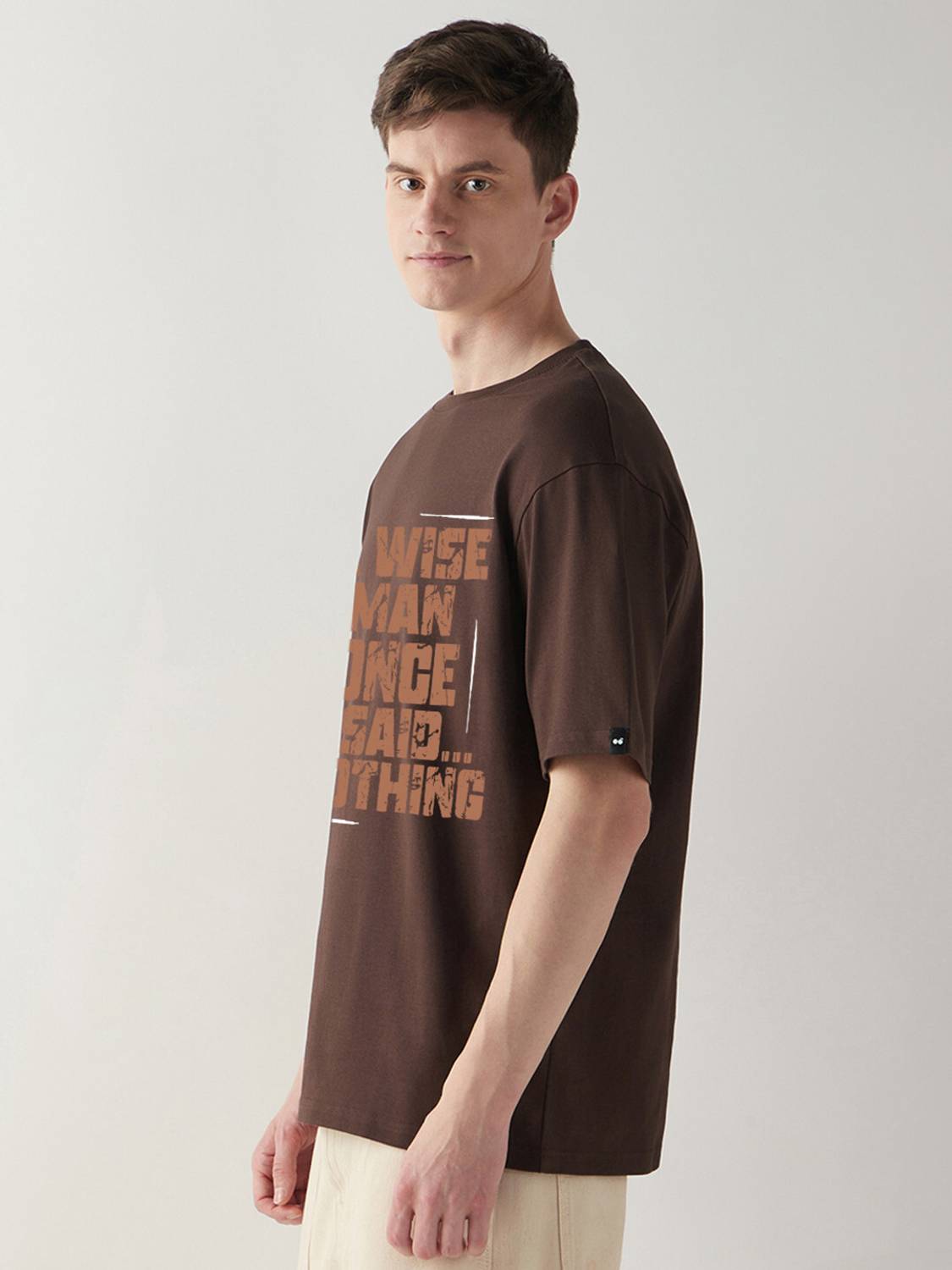 BEWAKOOF Men Brown Typography T-Shirt - Image 3