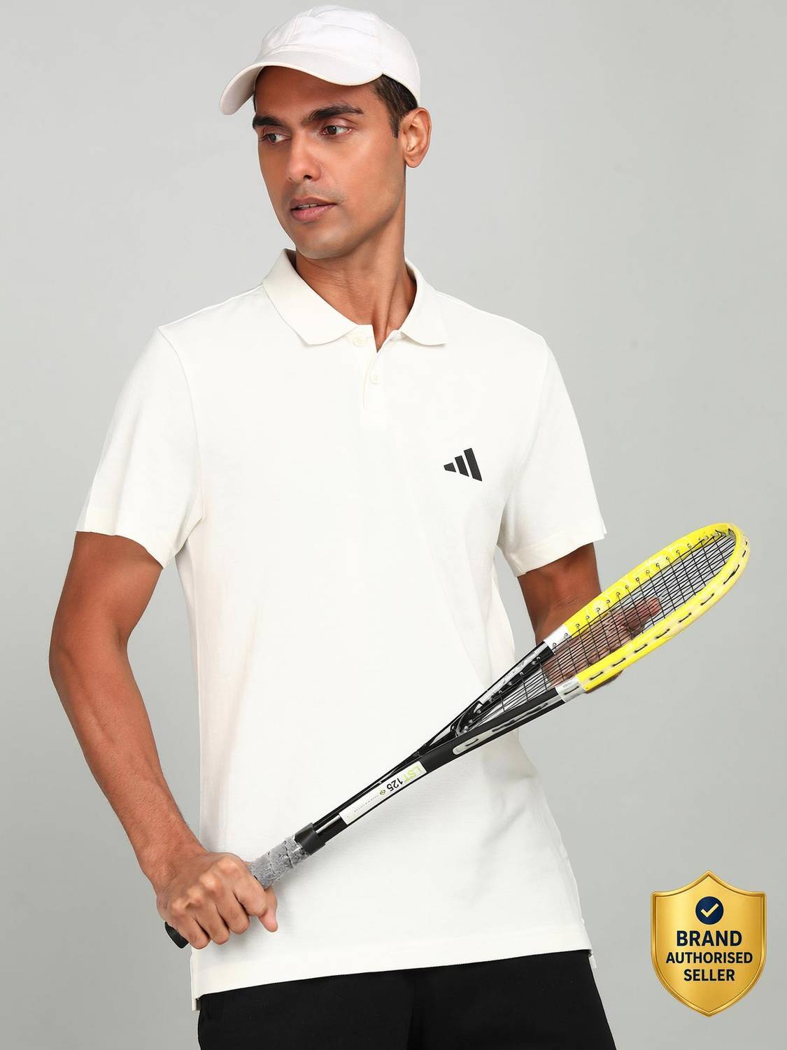 ADIDAS Solid Men Polo Neck White T-Shirt