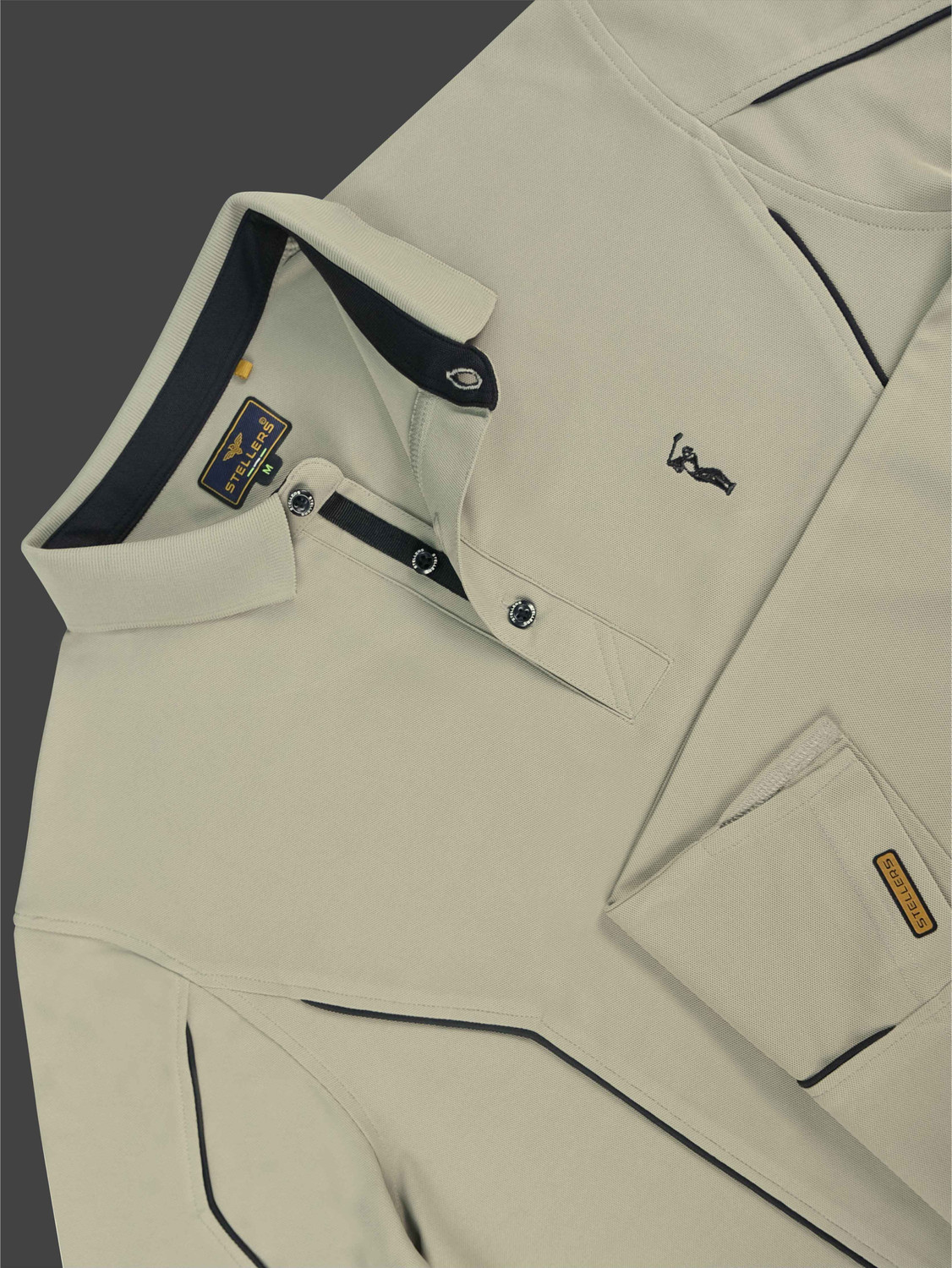 Image of Stellers Solid Men Polo Neck Grey T-Shirt