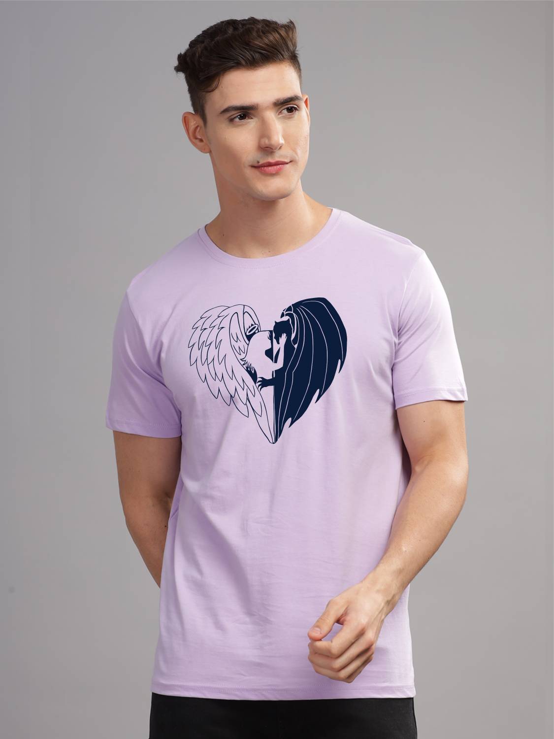 ADRO Printed Men Round Neck Purple T-Shirt