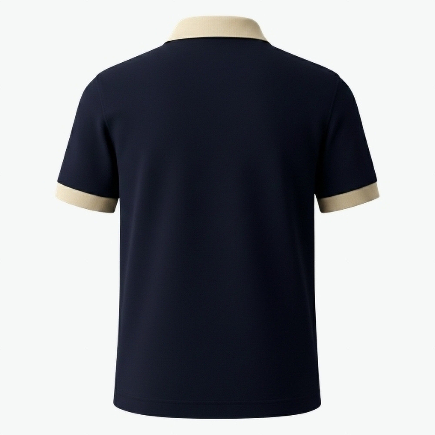 Image of AKSHANT Solid Men Polo Neck Navy Blue T-Shirt