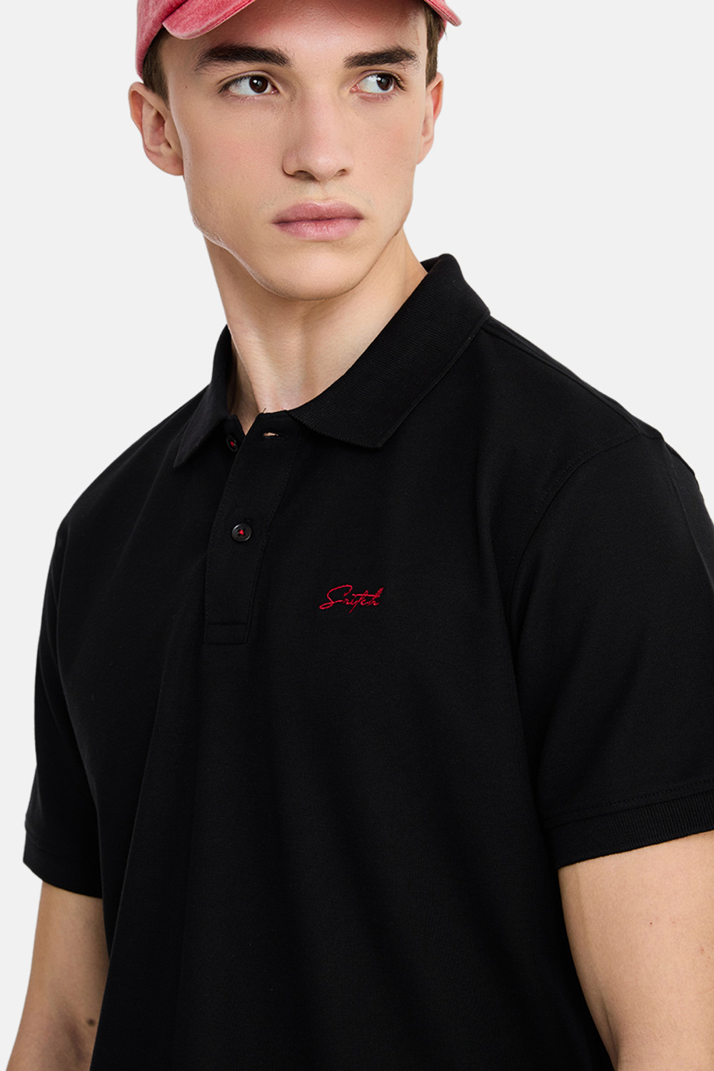 Image of Snitch Solid Men Polo Neck Black T-Shirt