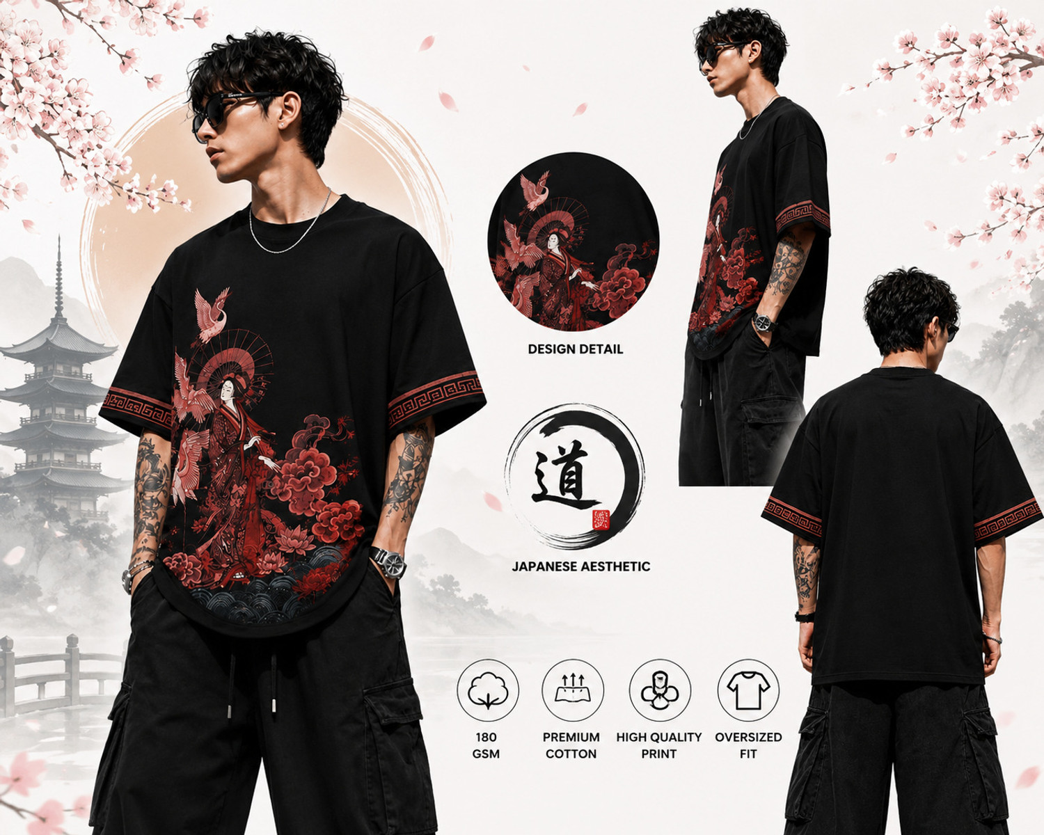 Image of Larren Devis Graphic Print Men Round Neck Black T-Shirt