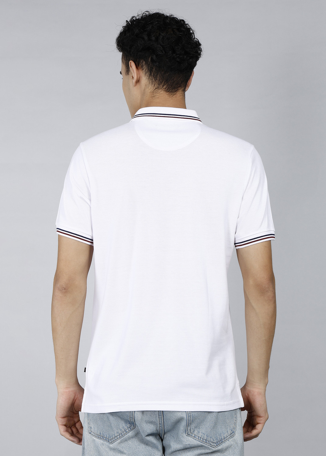Image of Blackberrys Solid Men Polo Neck White T-Shirt
