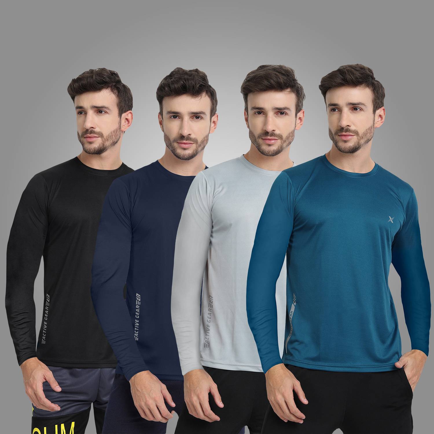 FTX Pack of 4 Men Solid Round Neck Polyester Multicolor T-Shirt