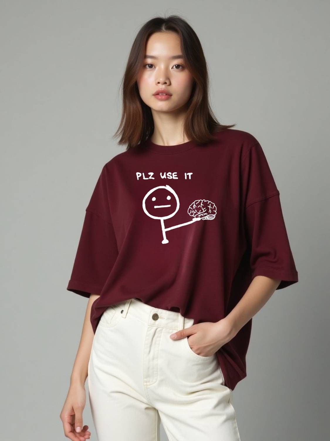 CADILA Printed Women Round Neck Maroon T-Shirt
