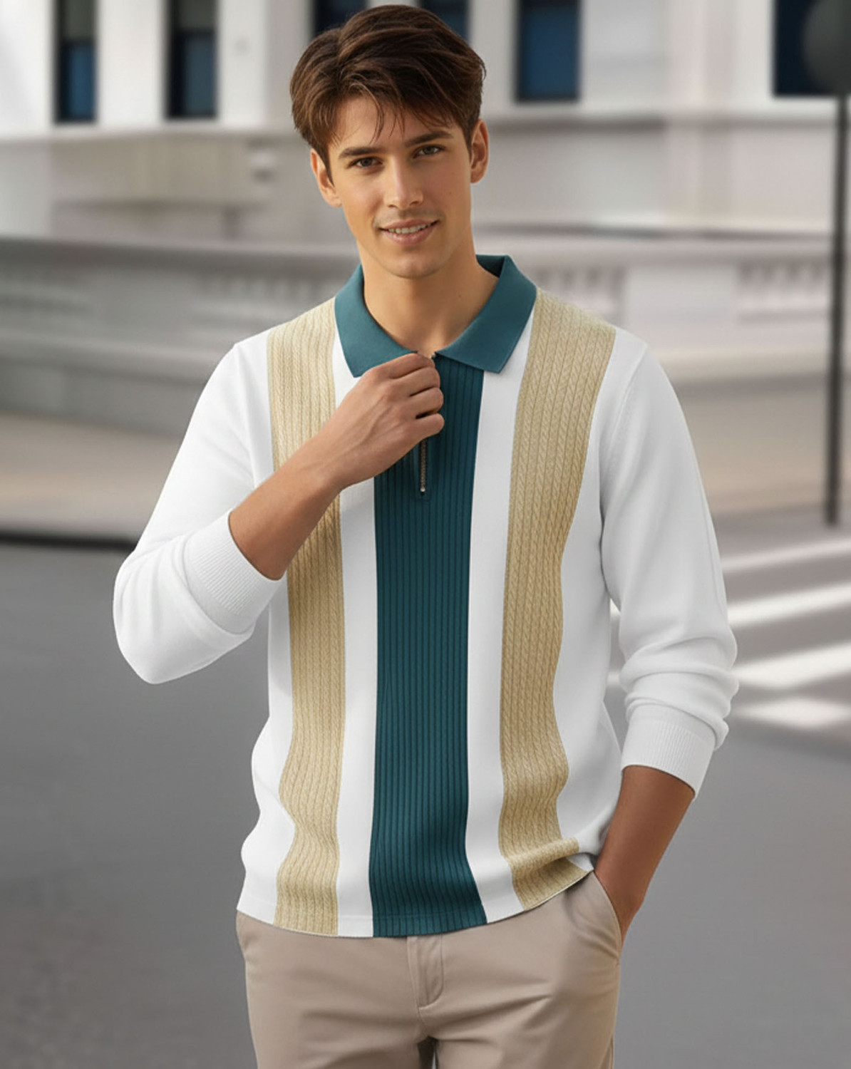 Image of AUSK Full Sleeve Striped Men Sweatshirt