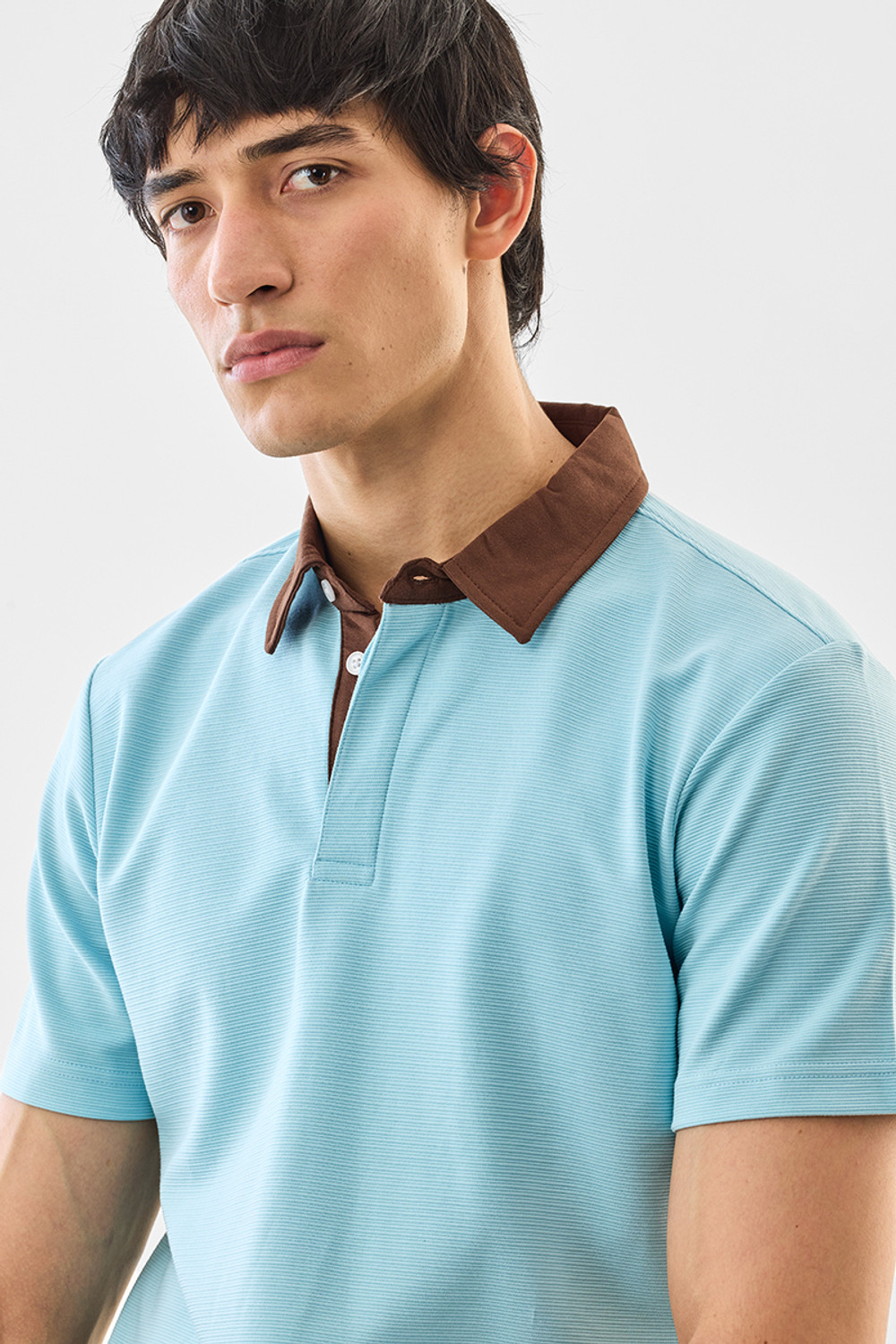 Image of Snitch Solid Men Polo Neck Light Blue T-Shirt