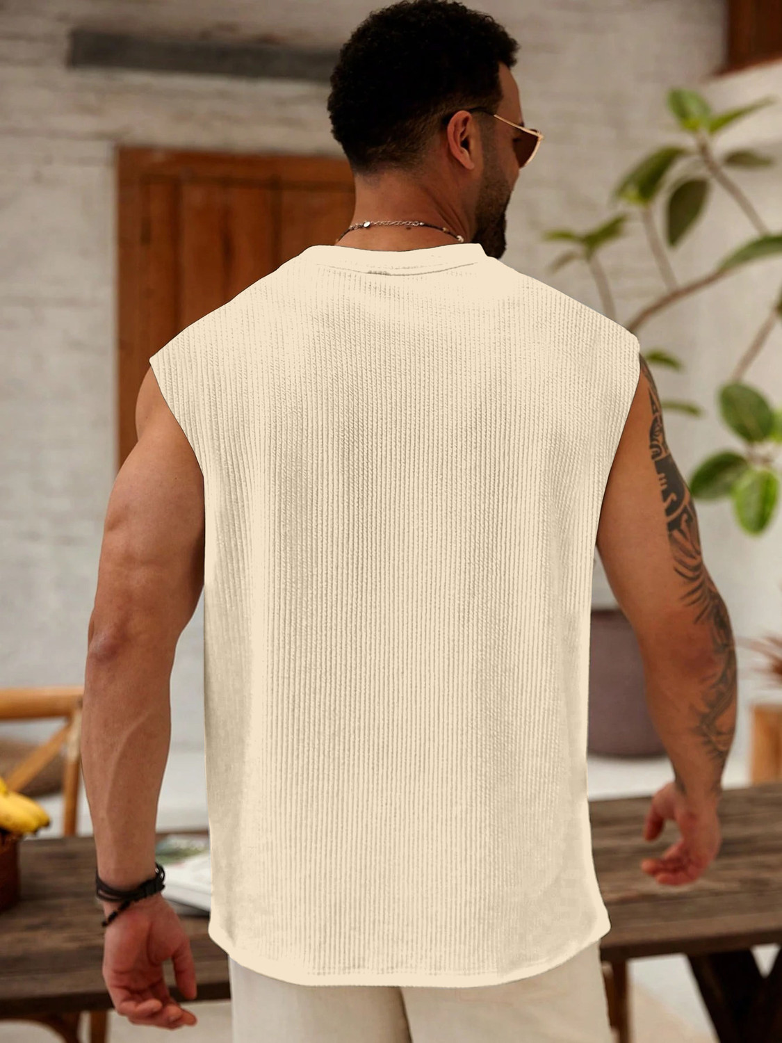 Image of KAJARU Self Design Men Round Neck Beige T-Shirt