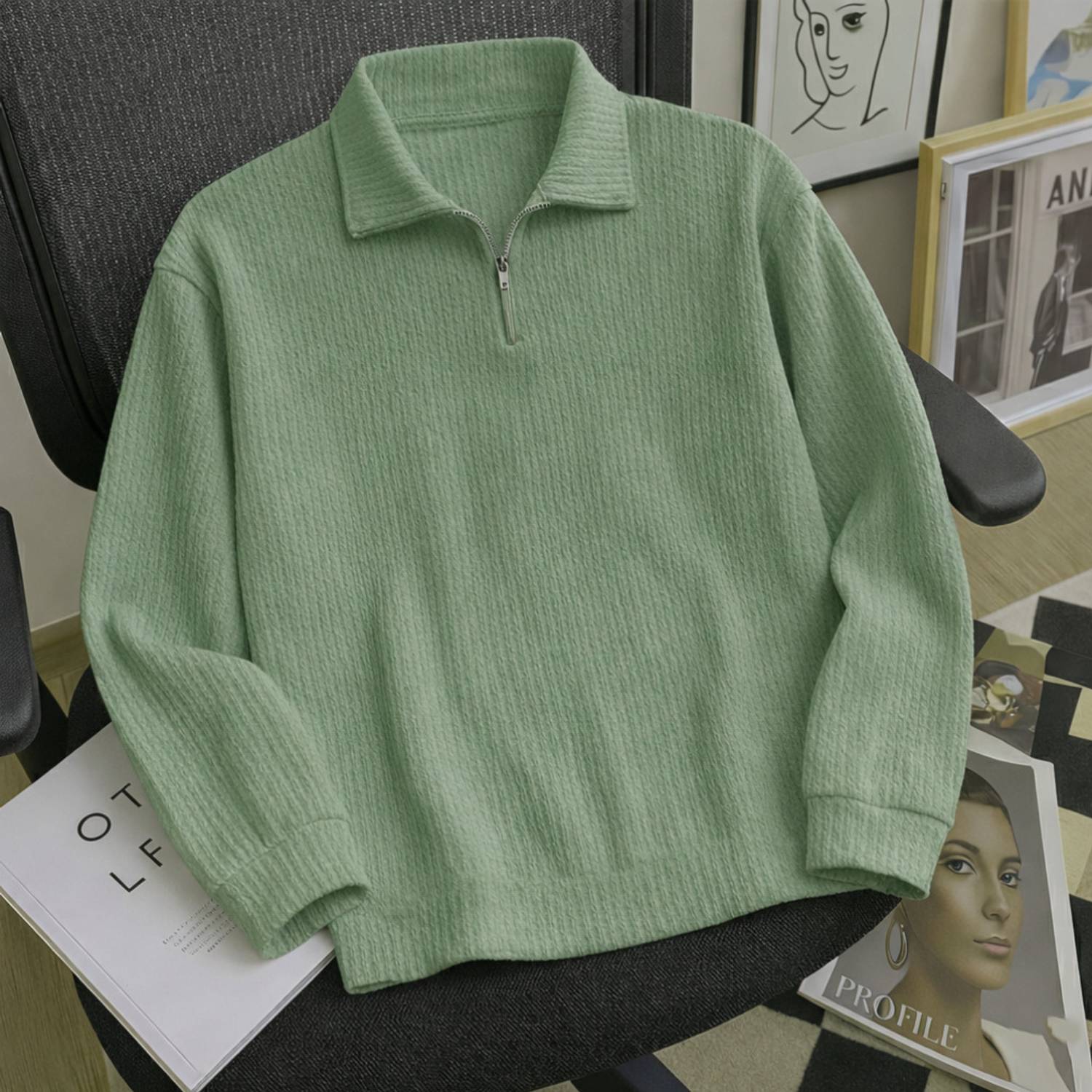 METRONAUT Solid Men Polo Neck Cotton Blend Light Green T-Shirt