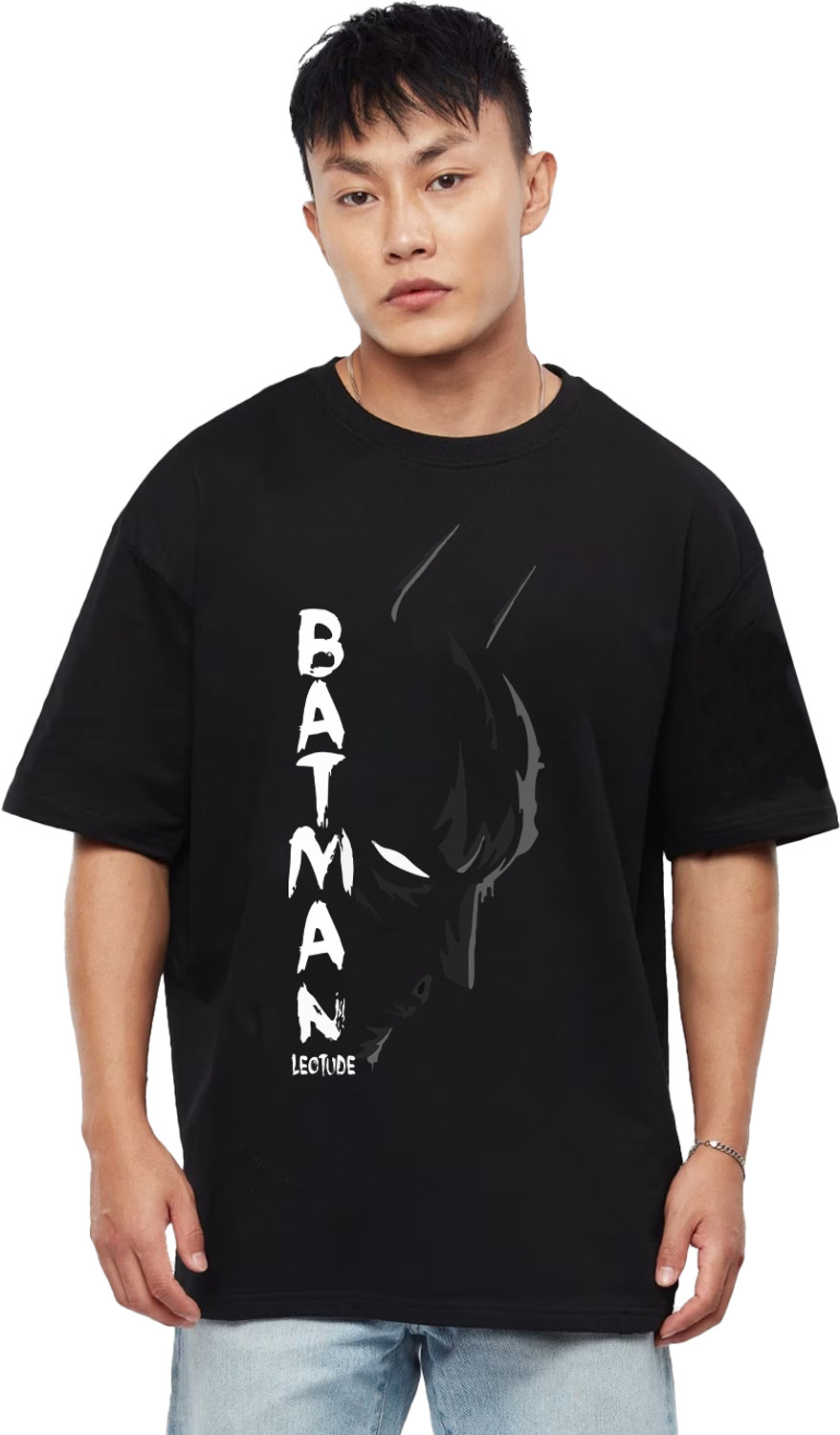 Image of Leotude Printed Men Round Neck Black T-Shirt