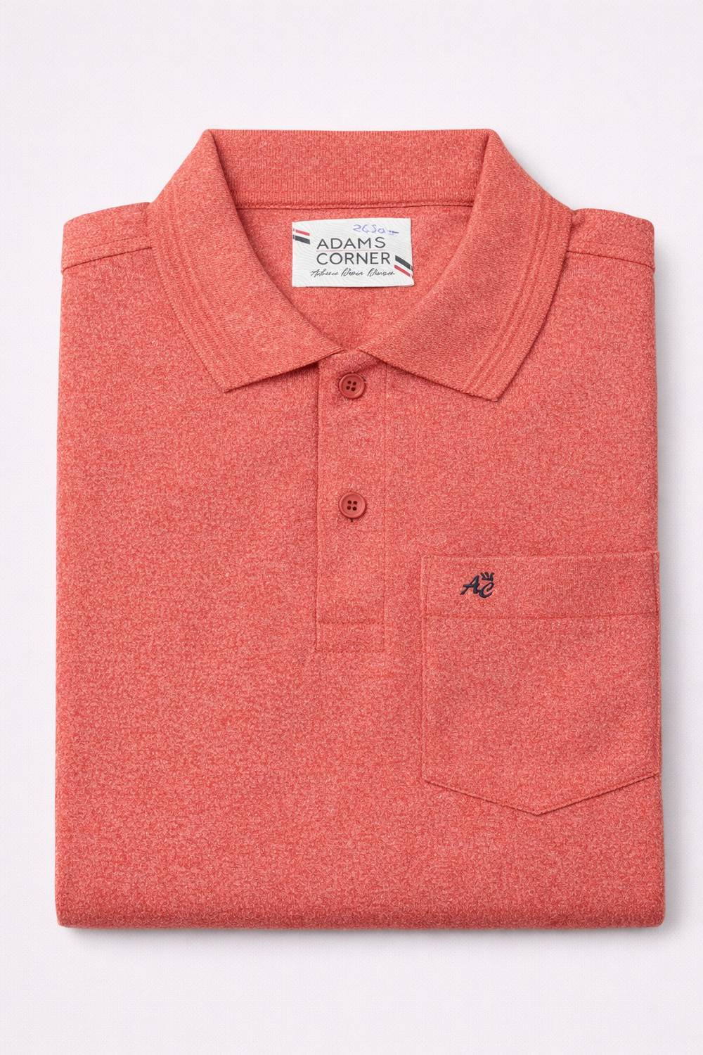 Adams Corner Solid Men Polo Neck Pink T-Shirt