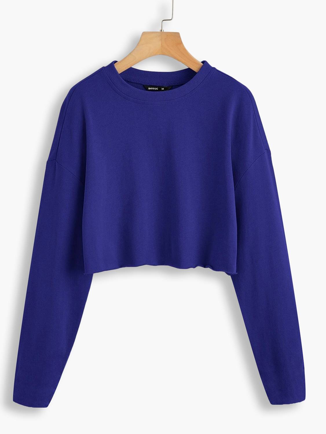 Bayfog Solid Women Round Neck Dark Blue T-Shirt