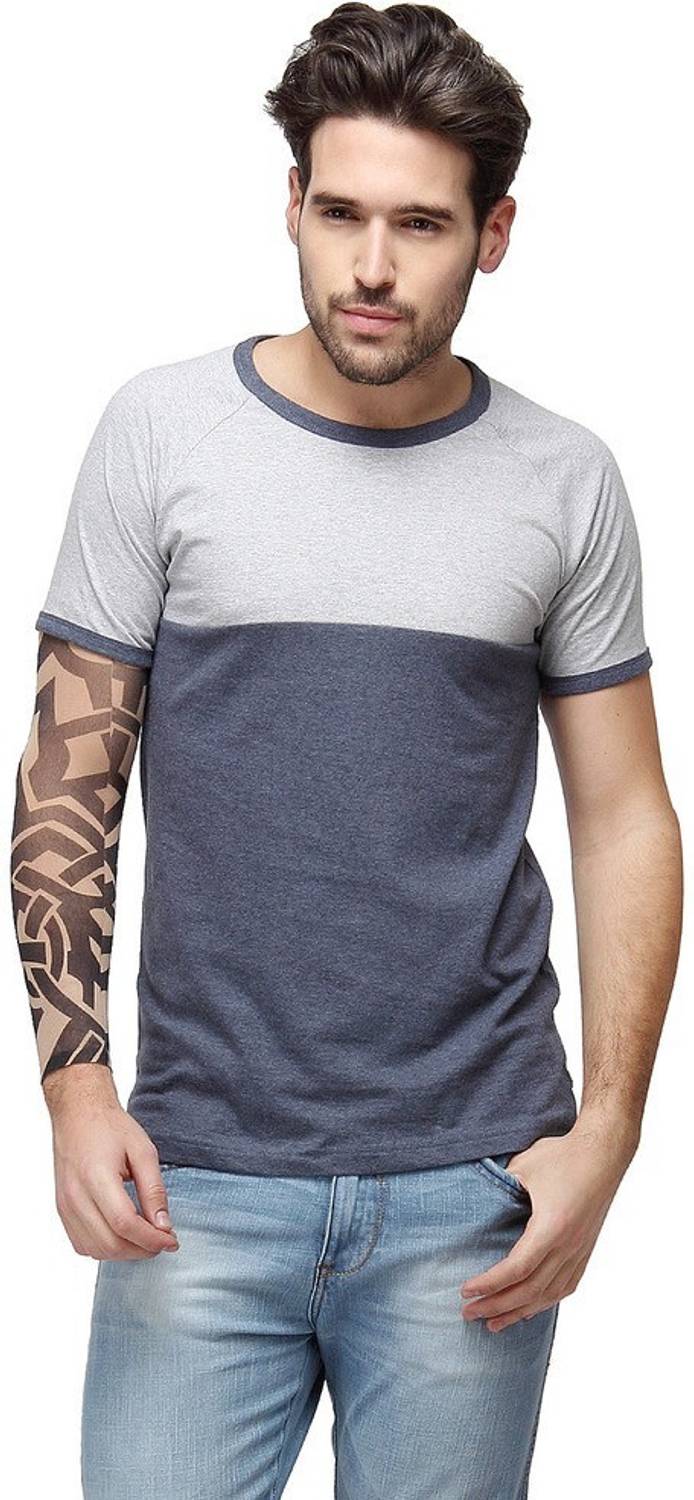 CAHOOT Solid Men Round Neck Grey T-Shirt