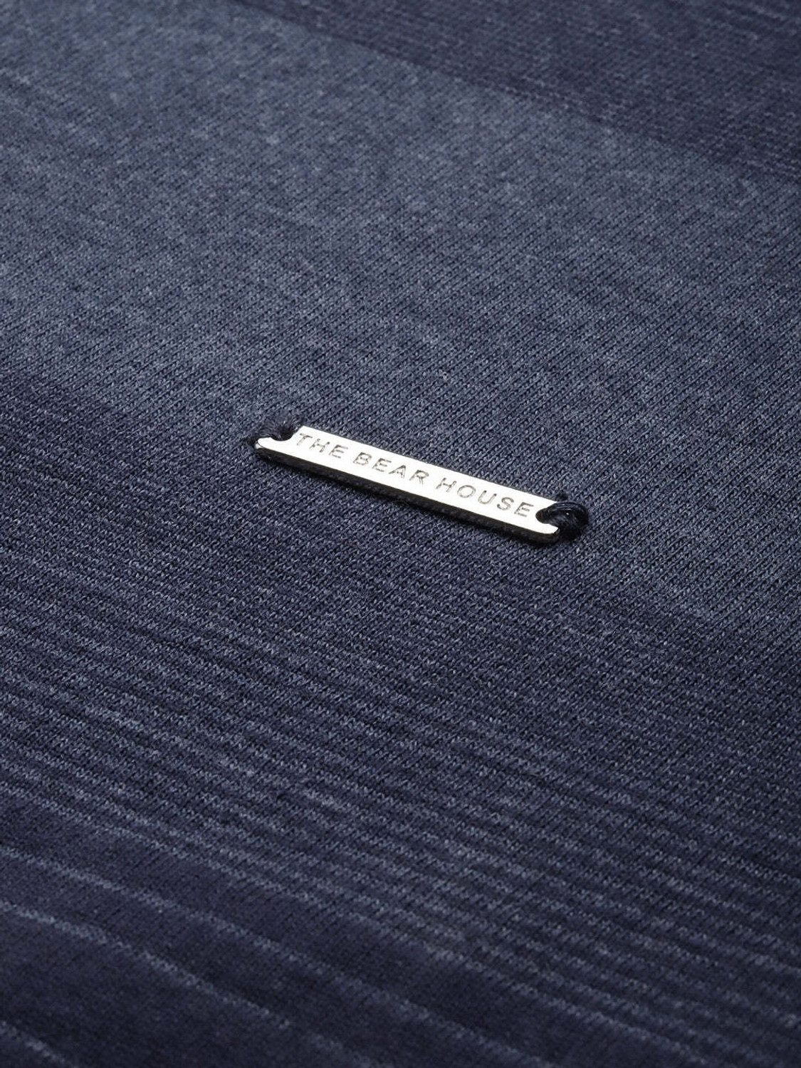 Image of THE BEAR HOUSE Striped Men Polo Neck Blue T-Shirt