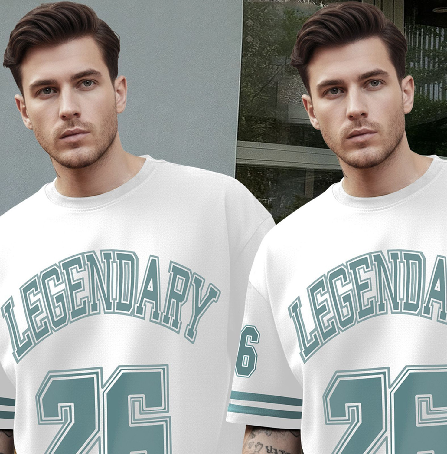 Image of TRIPR Typography Men Round Neck White, Blue T-Shirt