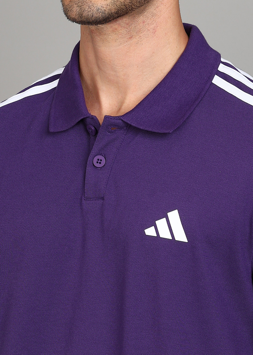 Image of ADIDAS Solid Men Polo Neck Purple T-Shirt