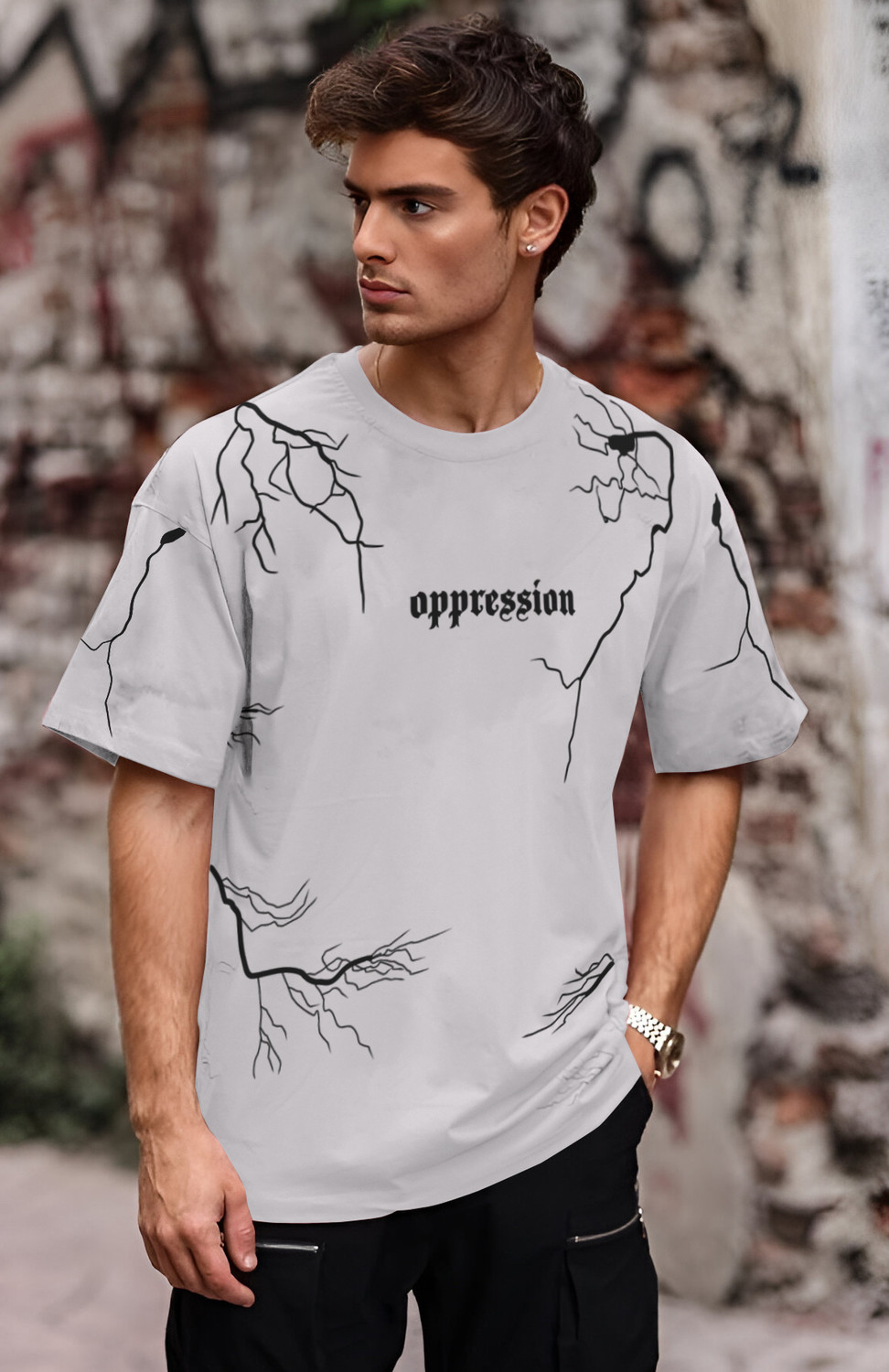 Image of ORIGINAL CREATOR Printed Men Grey T-Shirt