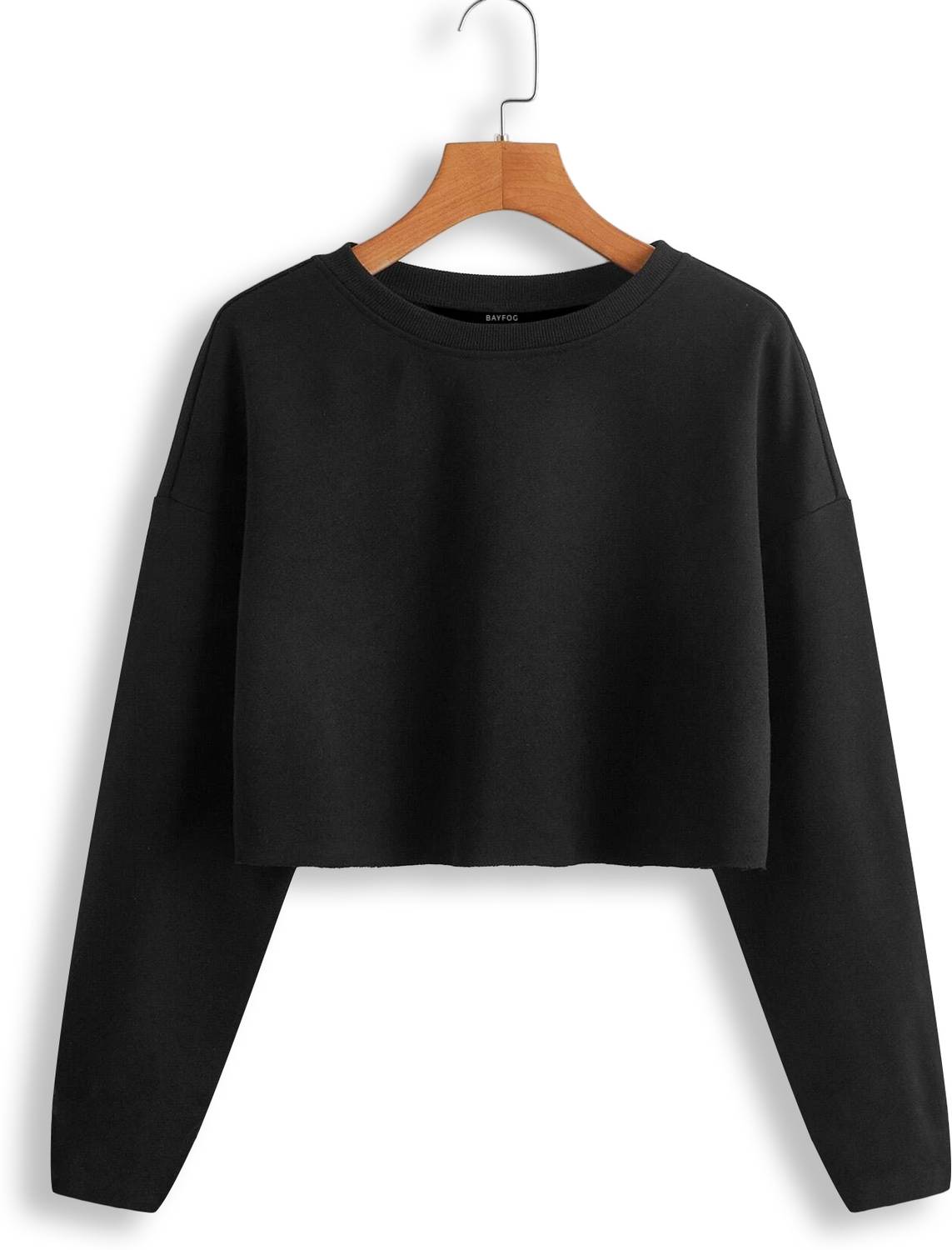 Bayfog Solid Women Round Neck Black T-Shirt