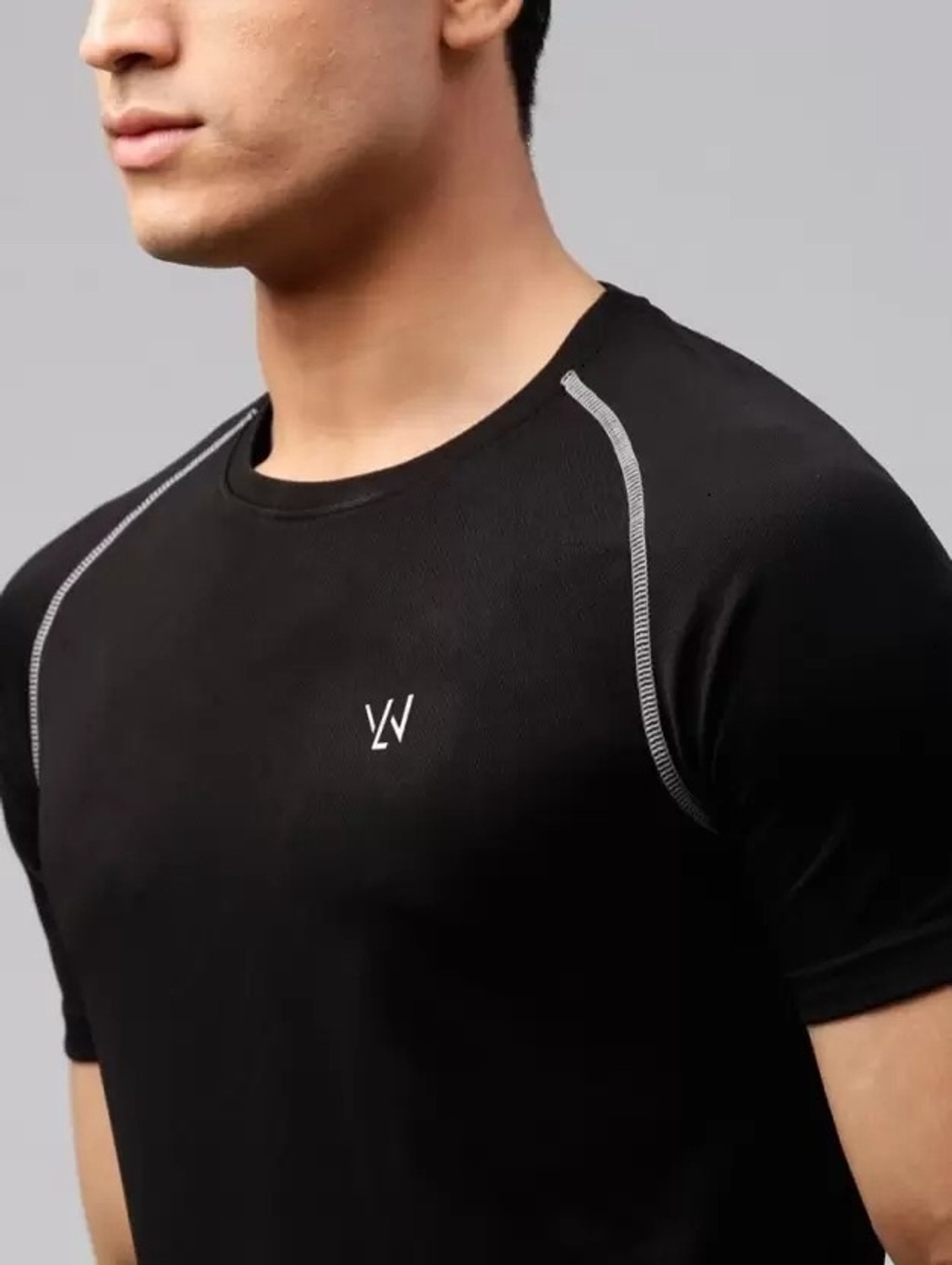 Image of Le Werks Printed Men Round Neck Black, White T-Shirt